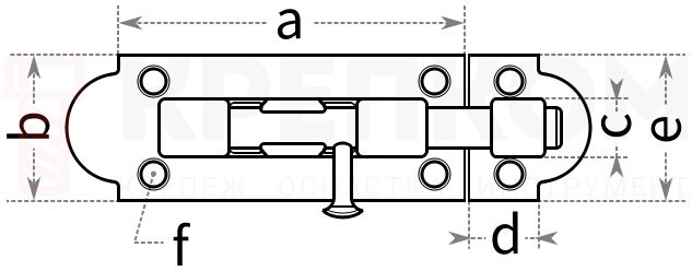 Шпингалет 75х28 мм - схема, чертеж