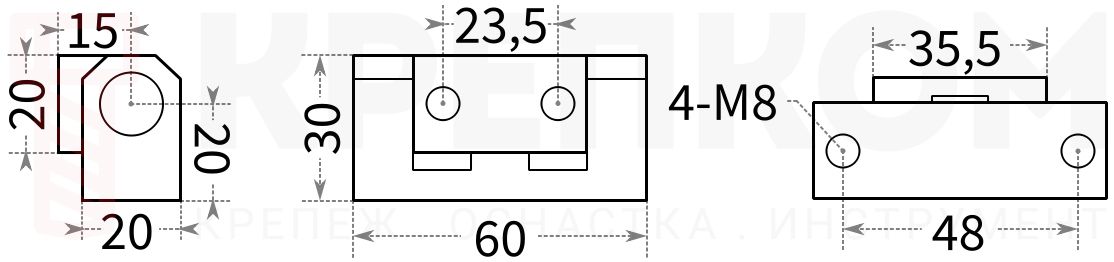 Петля для ящика L245 - схема