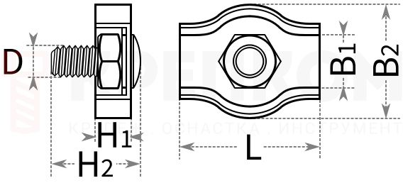 Зажим троса simplex - схема, чертеж