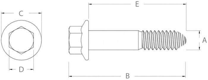 Болт шестигранный М10х1,5х90 мм с фланцем SN-10149 - схема, чертеж