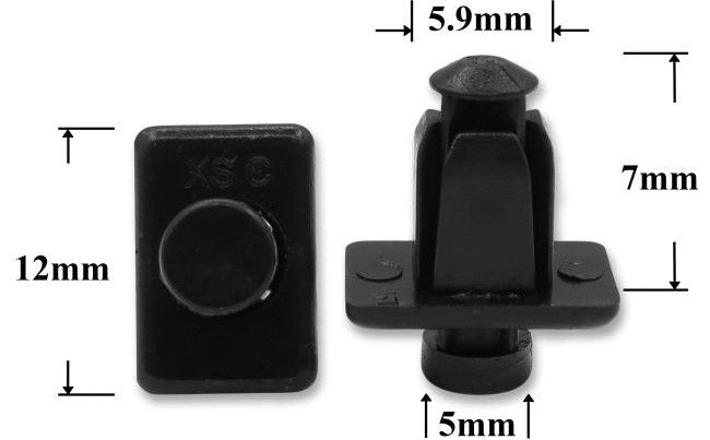 Клипса автомобильная крепежная с нажимным штырьком AS-133 - схема