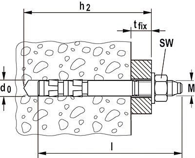 EXA Анкерный болт Fischer - схема, чертеж