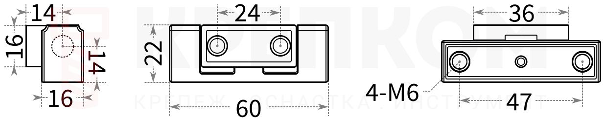 Петля для ящика L245 - схема
