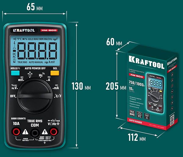 Мультиметр цифровой KM-600 Kraftool 59854 - фото