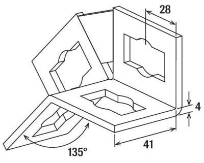 Универсальный уголок для профиля FUS Fischer PUWS 2х2/135°-схема