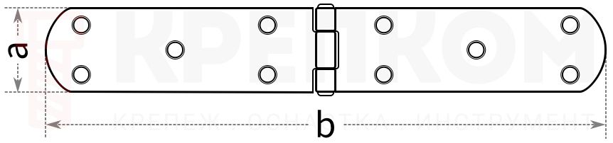 Петля французская для сундуков и люков Domax ZF - схема, чертеж