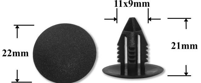 Клипса автомобильная крепежная нажимная AS-1260 - схема