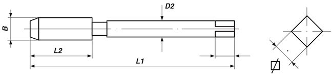 Метчик ручной HSS-G Volkel, метрическая резьба - схема, чертеж