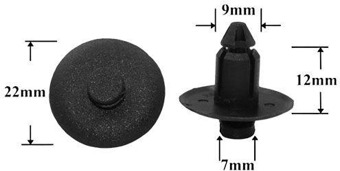 Клипса автомобильная крепежная с нажимным штырьком AS-1316 - схема