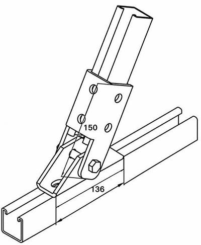 Шарнирная опора Fischer для профилей FUS FABF Fischer 550468, горячий цинк