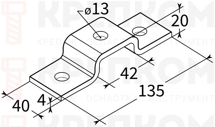 Скоба для профилей 41х21 4F3 TERMOCLIP - схема, чертеж