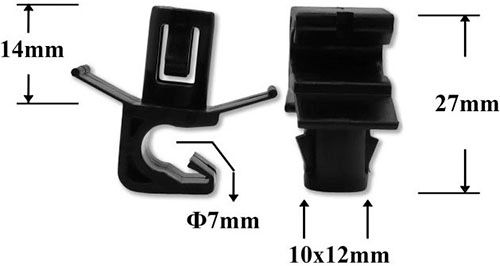 Клипса автомобильная для проводов и трубок AS-1009 - схема