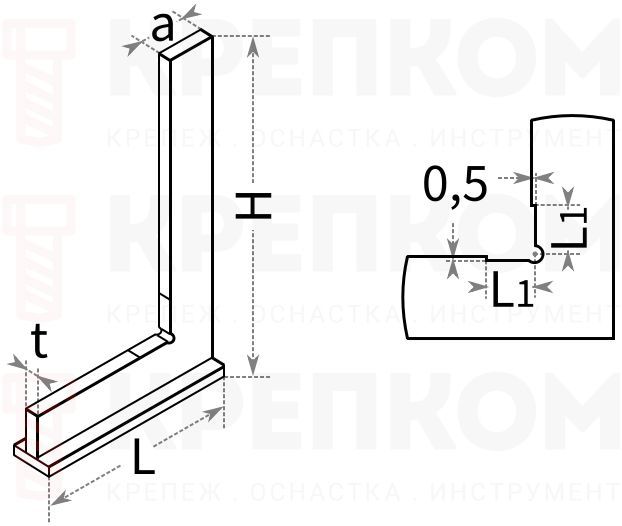 Угольник поверочный плоский PN255120 Kinex - схема