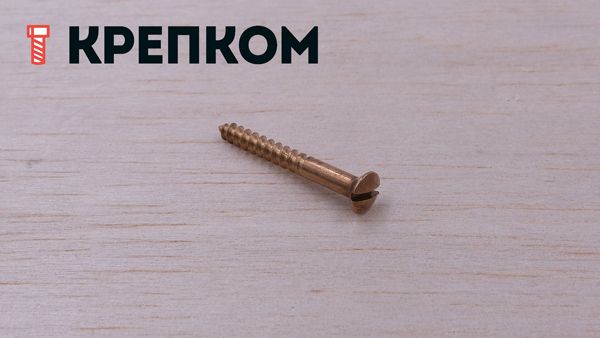 Саморез с полупотайной головкой и прямым шлицем DIN 95, бронза (Silicon bronze)