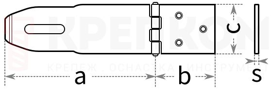 Петля для ворот Domax ZZK - схема, чертеж