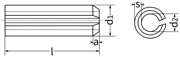 DIN 1481 штифт пружинный цилиндрический разрезной - чертеж