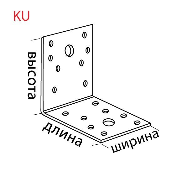 Уголок крепежный 105х105х90 мм ПТ - схема, чертеж