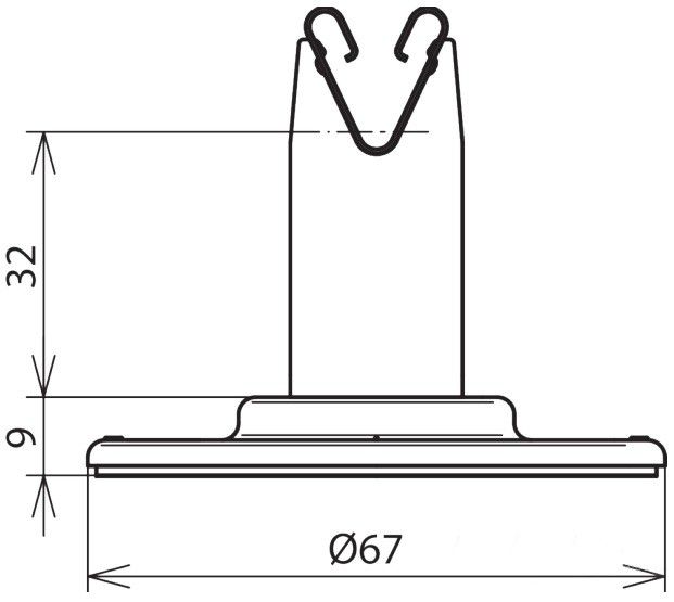 Держатель проводника 297120 для металлических плоских крыш, схема размеров