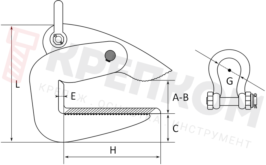 горизонтальный захват со скобой ЗГЛ схема