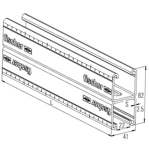 Профиль монтажный С-образный Fischer FUS 41 D-чертеж