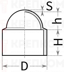 Колпачок сферический на болт - чертеж