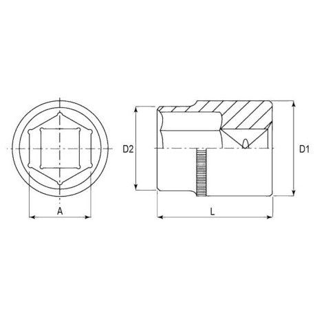 Торцевые головки 1/2", 1/4" Jonnesway, схема