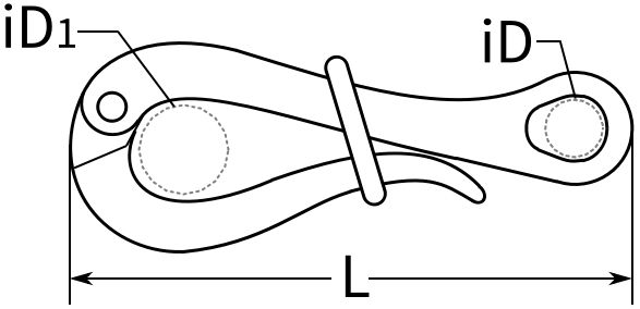 Карабин Пеликан - чертеж, схема Pelican hook with eye