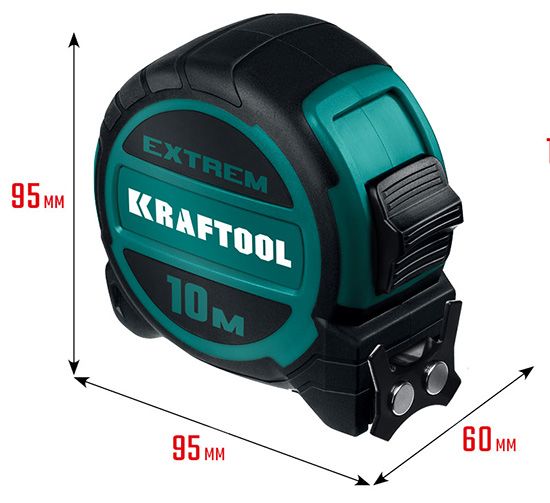 Рулетка 10 м х 32 мм со сверх широким полотном Extrem Kraftool 34127-10 - размеры