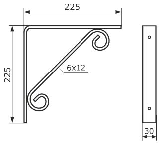 Кронштейн фигурный Домарт мод. 15 - схема, чертеж