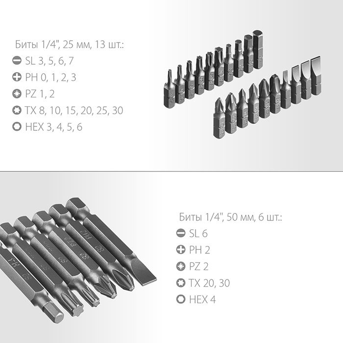 Реверсивная отвертка с насадками ЗУБР Компакт 25165-Н38, 38 шт - особенности