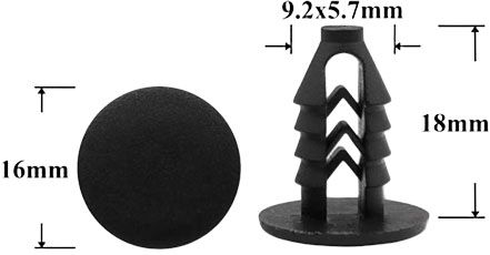 Клипса автомобильная крепежная нажимная AS-213 - схема