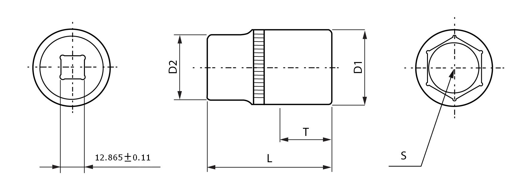 Торцевая головка 1/2" Ombra, схема