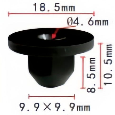 Клипса автомобильная крепежная фигурная AS-933 - схема
