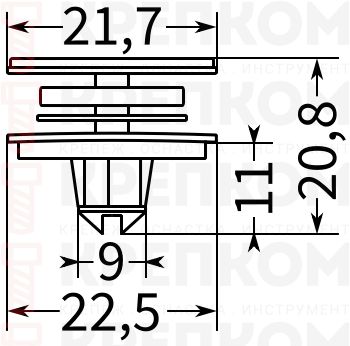 Клипса автомобильная крепежная фигурная AS-905 - схема