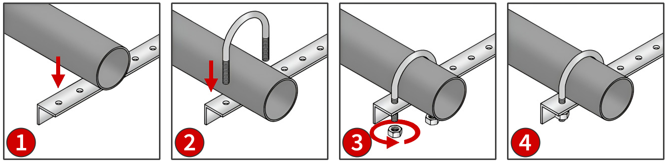 Классический монтаж скобы-хомута - изображение, коллаж