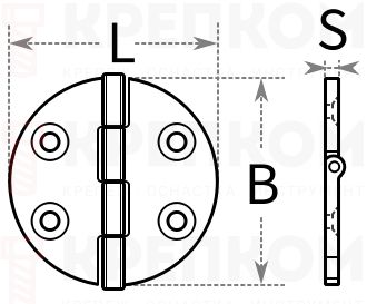 Дверная петля 64х64 мм M8428-4 - схема, чертеж