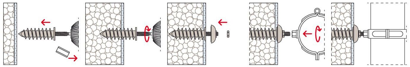 Дюбель для термоизоляции Fischer FID-R zl - монтаж