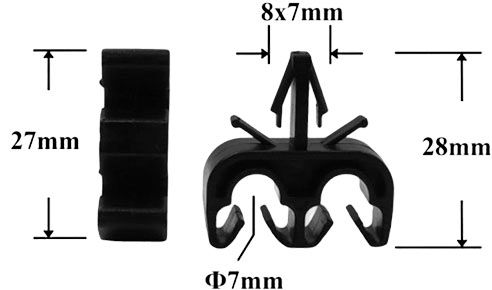 Клипса автомобильная для проводов и трубок AS-1015 - схема
