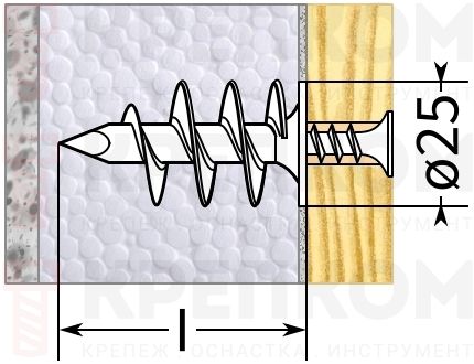 Дюбель для изоляционного материала FID - чертёж