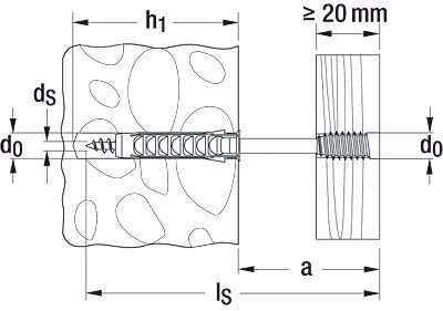 Универсальный дистанционный шуруп Fischer - схема, чертеж