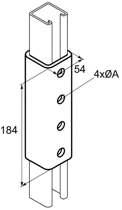 Соединитель для профиля FUS Fischer FUF 41 U M12 - чертеж