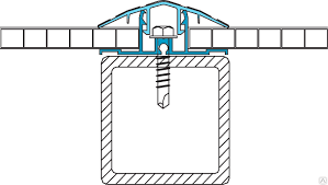 Крепление саморезом «базы» соединительного профиля - схема