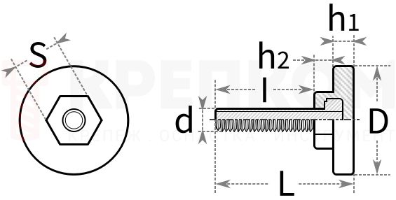 Опора регулируемая с круглым основанием - схема