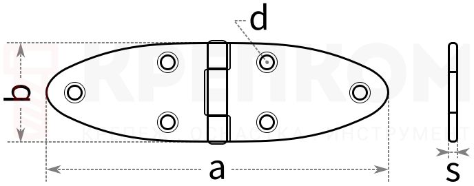 Петля шарнирная 32х101 мм Gah Alberts Ovado SB 347093 - схема