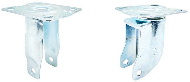 Неповоротный и поворотный кронштейны для колес тележки - изображение