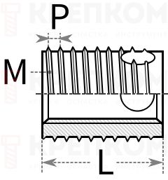 Вставка резьбовая cамонарезная H-Tools 6h 979 - схема, чертеж