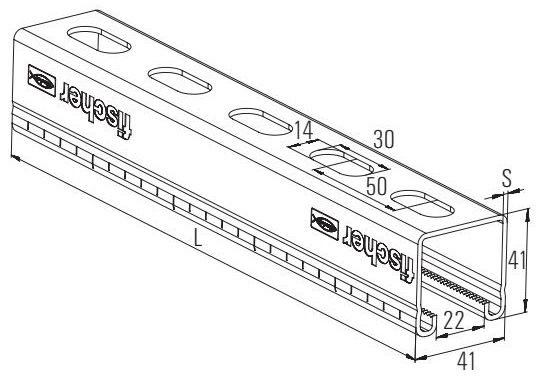 Профиль монтажный С-образный Fischer FUS - схема