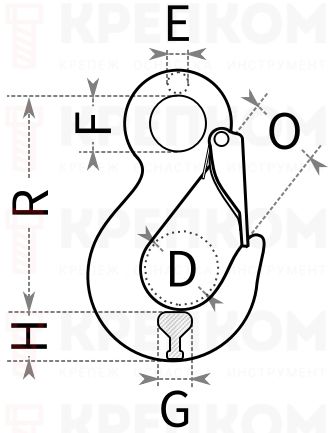 Крюк с проушиной SALK - схема, чертеж
