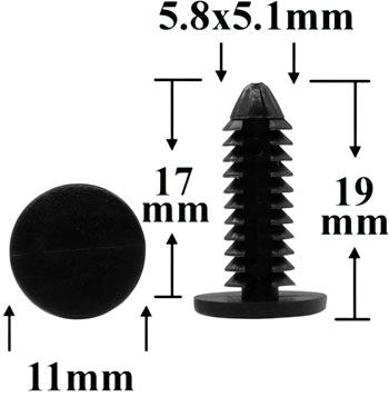 Клипса автомобильная крепежная нажимная AS-1233 - схема