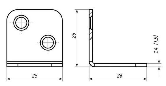 УГОЛОК 26х26х25х1,5 - схема, чертеж
